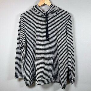 Workshop Republic Black Striped Hooded Long Sleeve Sweater Women's 2X